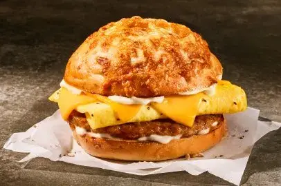 Asiago Bagel Stack - Sausage & Egg from Panera Bread