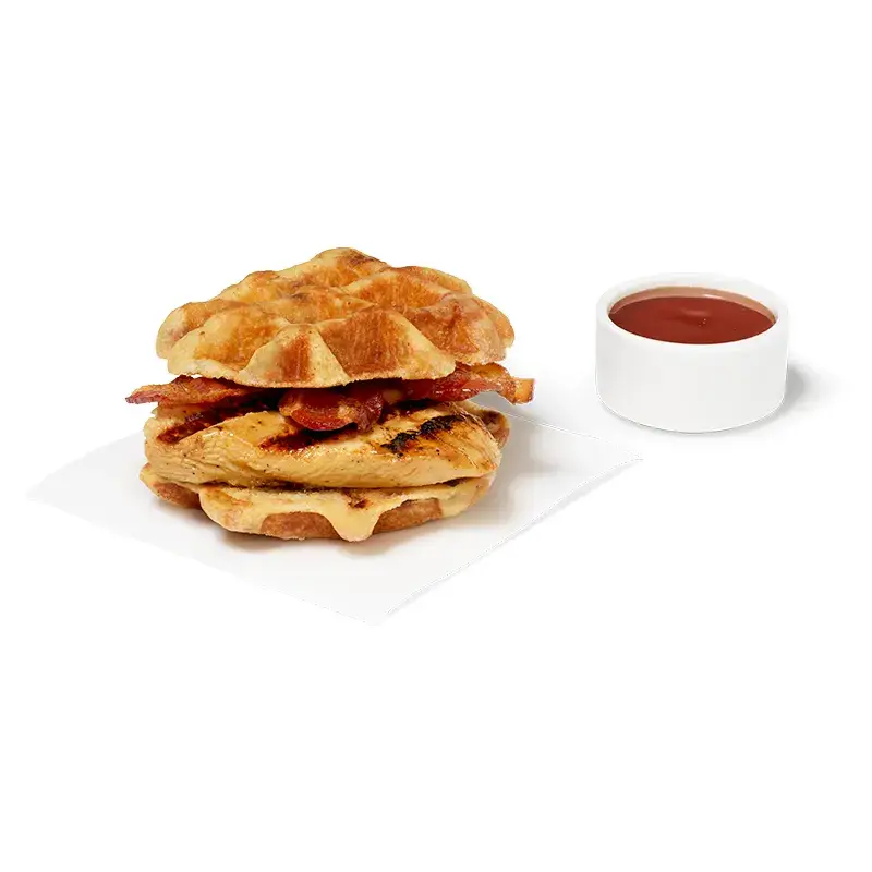 Chicken & Waffles Breakfast Sandwich w/ Grilled Filet from Chick-fil-A