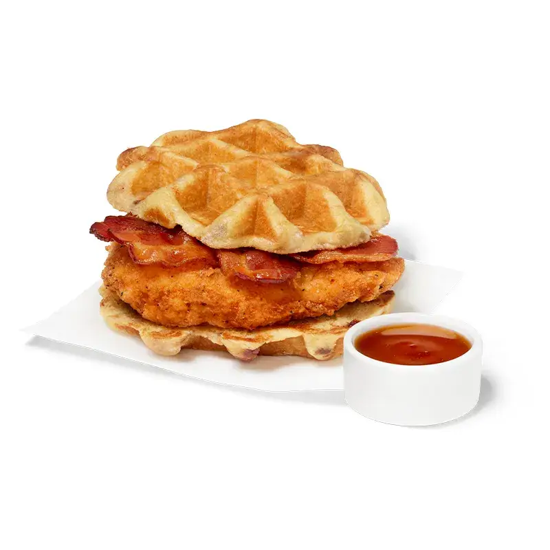 Chicken & Waffles Sandwich w/ Spicy Filet from Chick-fil-A