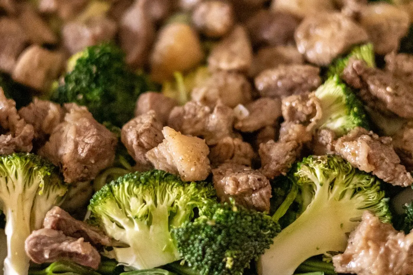 Close-up of beef and broccoli stir-fry